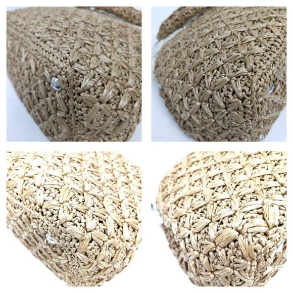 Authentic Prada Hand Bag Brown Raffia mn715-112925 - Picture 6 of 16